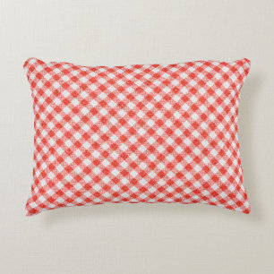 Red and white striped fabrichome decor, background decorative cushion