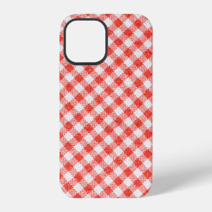 Red and white striped fabrichome decor, background iPhone 12 case