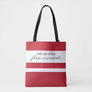 Red and White Striped Flea Market Tote Bag