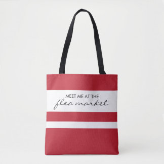 Red and White Striped Flea Market Tote Bag
