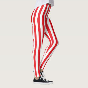 Red and White Striped Leggings
