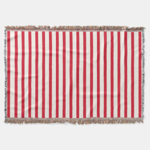Red and White Striped Modern Christmas Stripe Throw Blanket