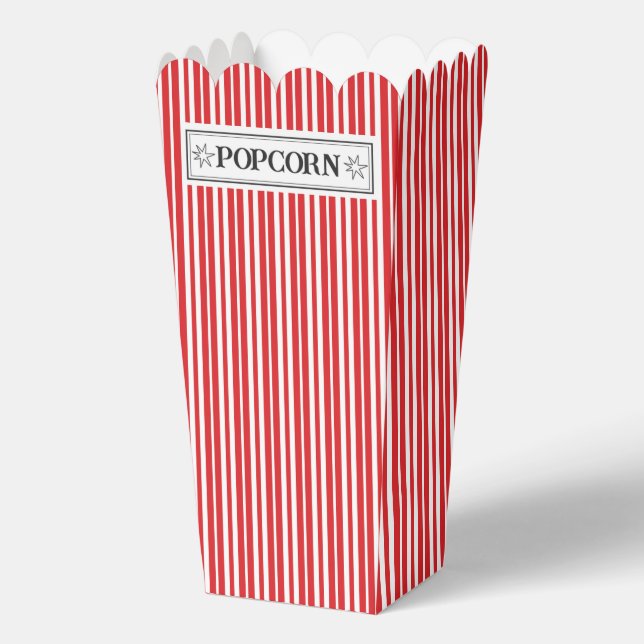 Red and White Striped Popcorn Favour Box (Front)
