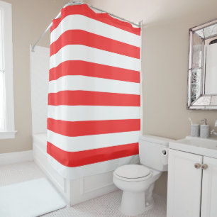 Red and White Striped Shower Curtain