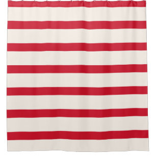 Red and White Striped Shower Curtain