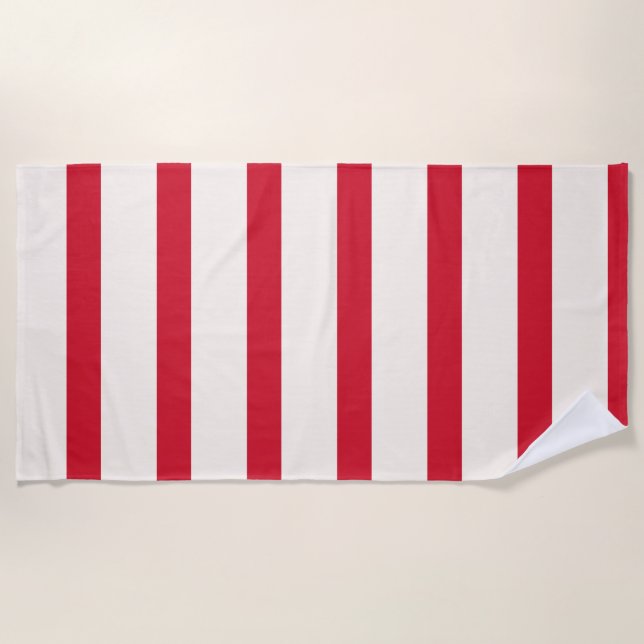 Red and White Striped Shower Curtain Beach Towel (Front)