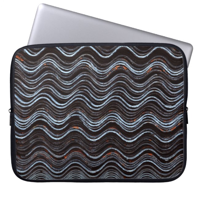 Red and white striped textile laptop sleeve (Front)