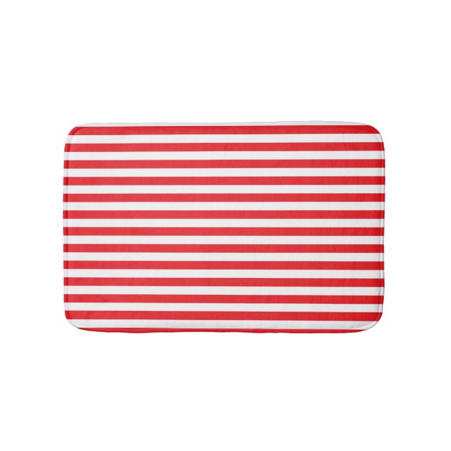 Red and White Stripes Bath Mat (Front)