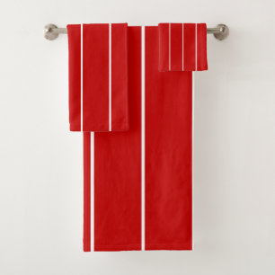 Red and White Stripes Bath Towel Set