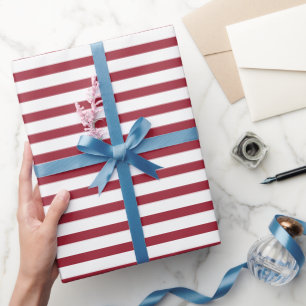 Red and White Stripes Candy Cane Holiday Gift Wrap
