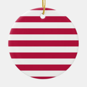 Red and White Stripes Ceramic Ornament