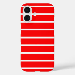 Red and White Stripes Design iPhone 16 Case