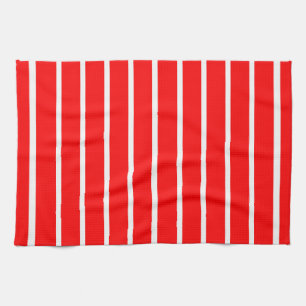 Red and White Stripes Design Tea Towel