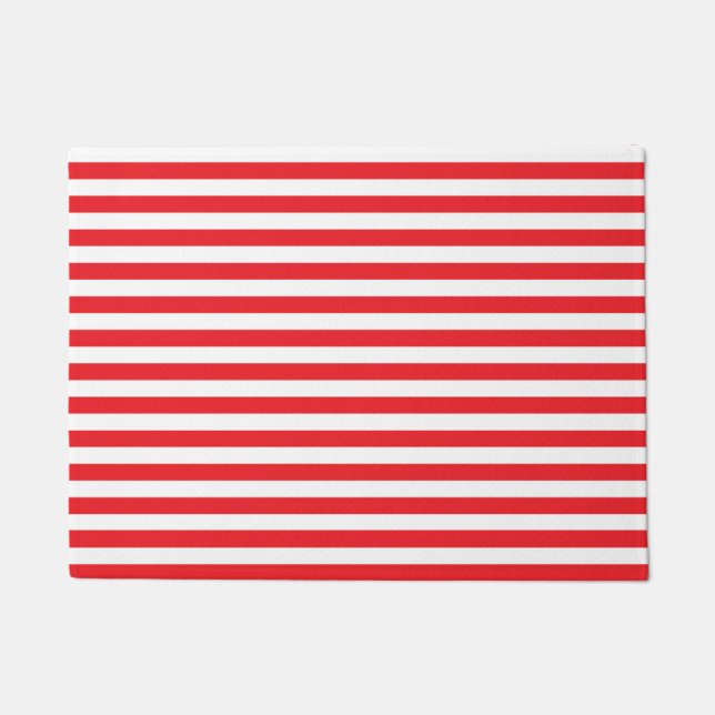 Red and White Stripes Doormat (Front)