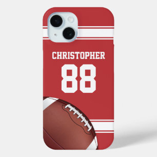 Red and White Stripes Jersey Grid Iron Football iPhone 15 Case