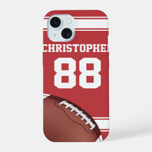 Red and White Stripes Jersey Grid Iron Football iPhone 15 Case