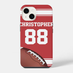 Red and White Stripes Jersey Grid Iron Football iPhone Case