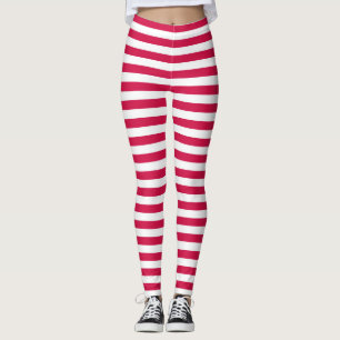 Red And White Stripes Leggings