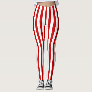 Red and White Stripes Leggings