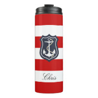 Red and White Stripes Nautical with Your Name