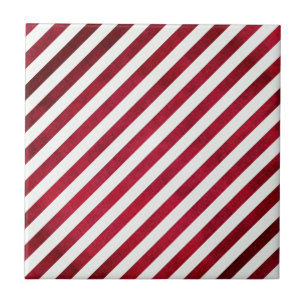 Red and White Stripes on Fabric Texture by STaylor Ceramic Tile