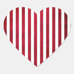 Red and White Stripes on Fabric Texture by STaylor Heart Sticker