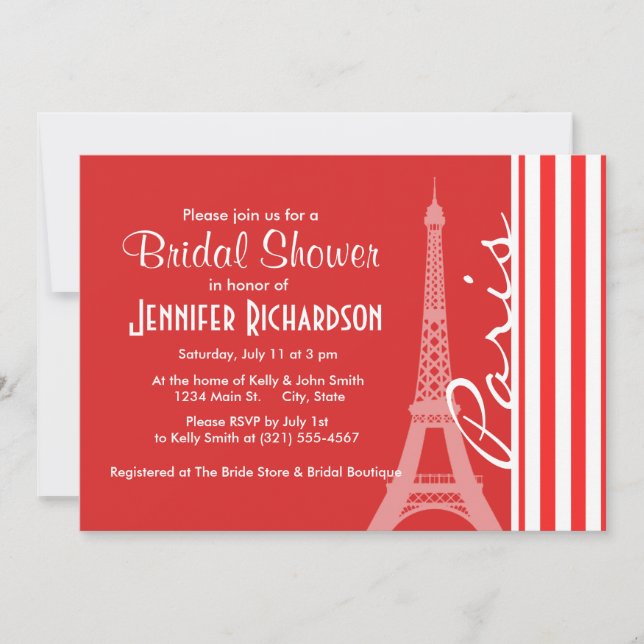 Red and White Stripes; Paris Invitation (Front)