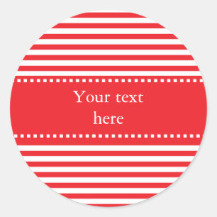 Red and White Stripes Pattern Classic Round Sticker