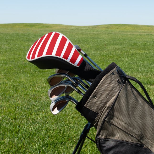 Red and white stripes pattern  golf head cover (In Situ)
