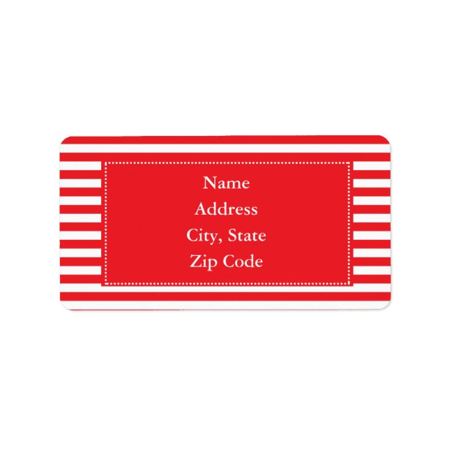 Red and White Stripes Pattern Label (Front)