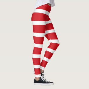 Red and white stripes pattern  leggings