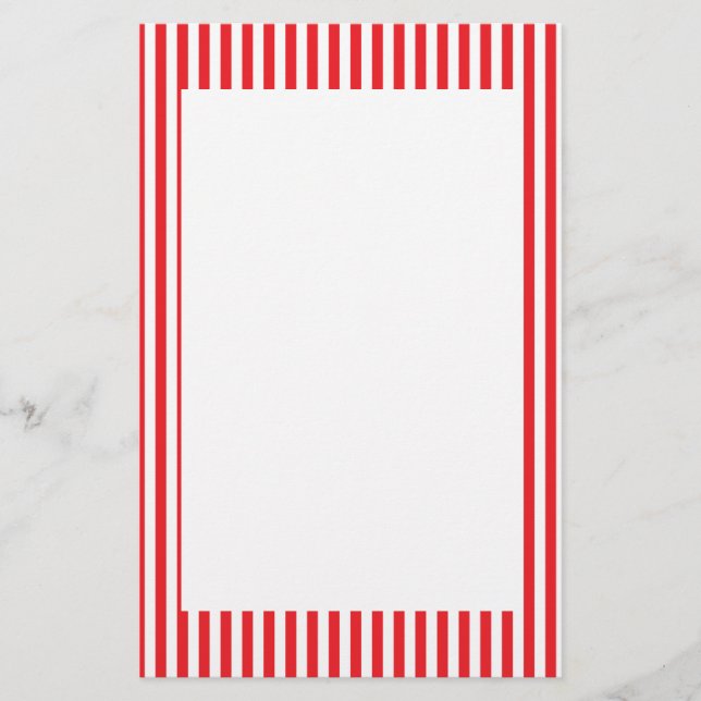 Red and White Stripes Pattern Stationery (Front)