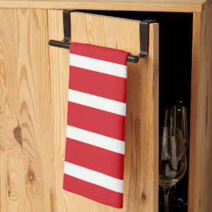 Red and white stripes pattern tea towel