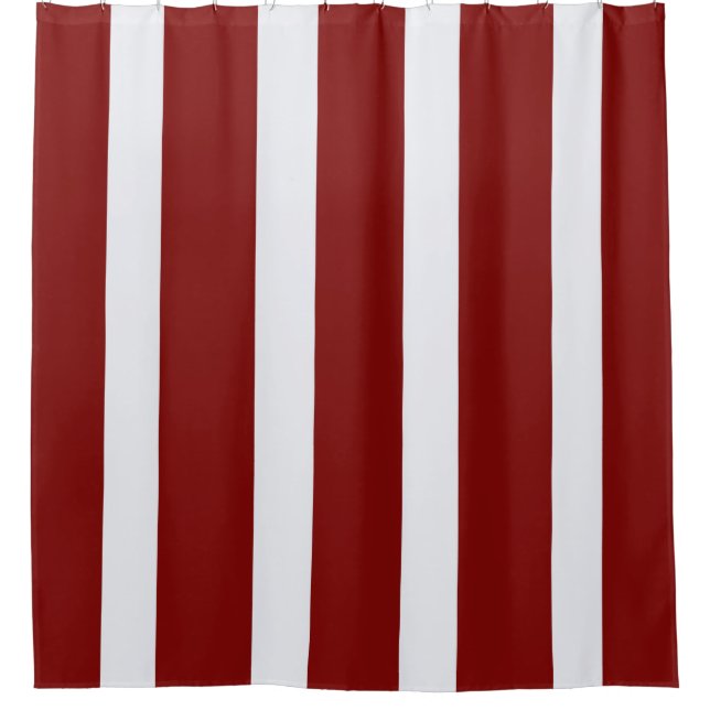 Red And White Stripes Shower Curtain (Front)