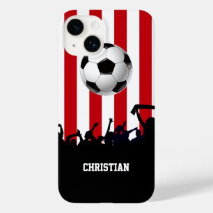 Red and White stripes Soccer Fans and football Case-Mate iPhone 14 Case