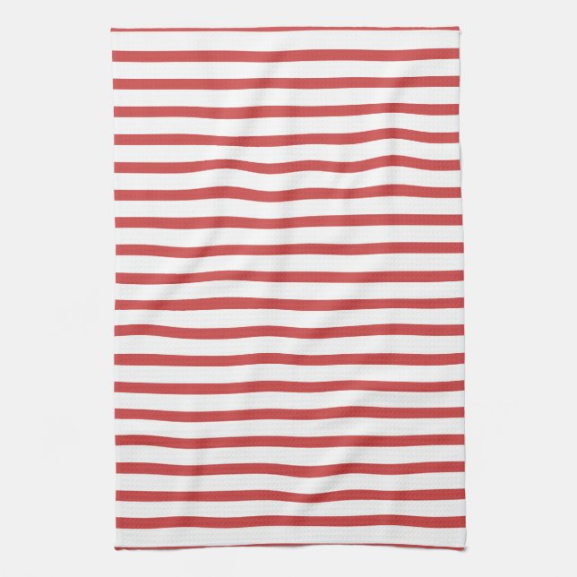 Red and White Stripes Tea Towel (Vertical)