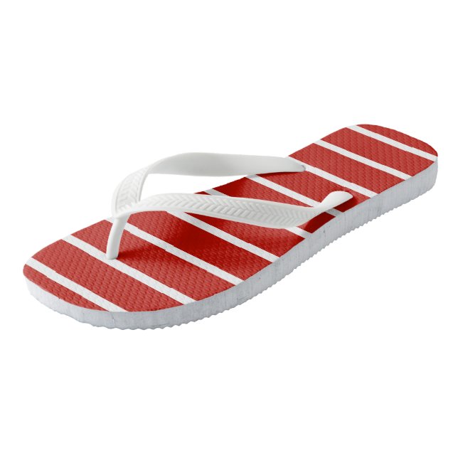 Red and White Stripes Thongs (Angled)