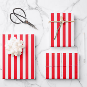 Red and White Stripes Wrapping Paper Sheet