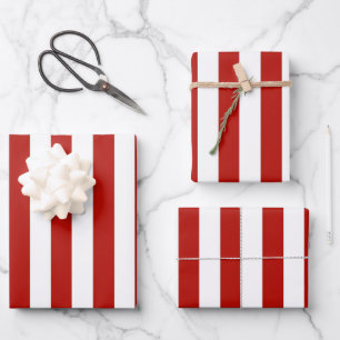 Red and White Stripes Wrapping Paper Sheet