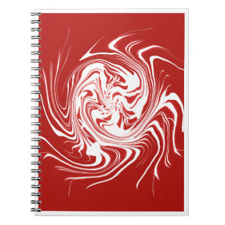 Red and White Swirl Abstract Art Notebook