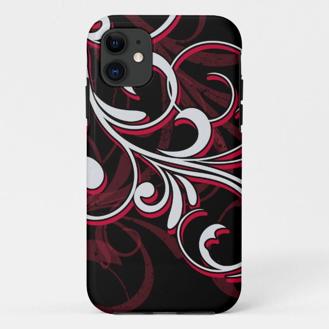 Red and White Swirls Case-Mate iPhone Case (Back)