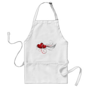 Red and White Swoosh Hearts Standard Apron