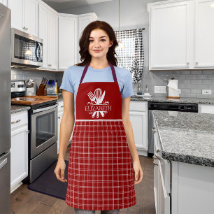 Red and White Tartan Plaid Pattern Apron