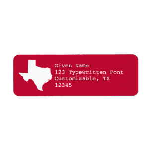 Red and White Texas Return Address Label
