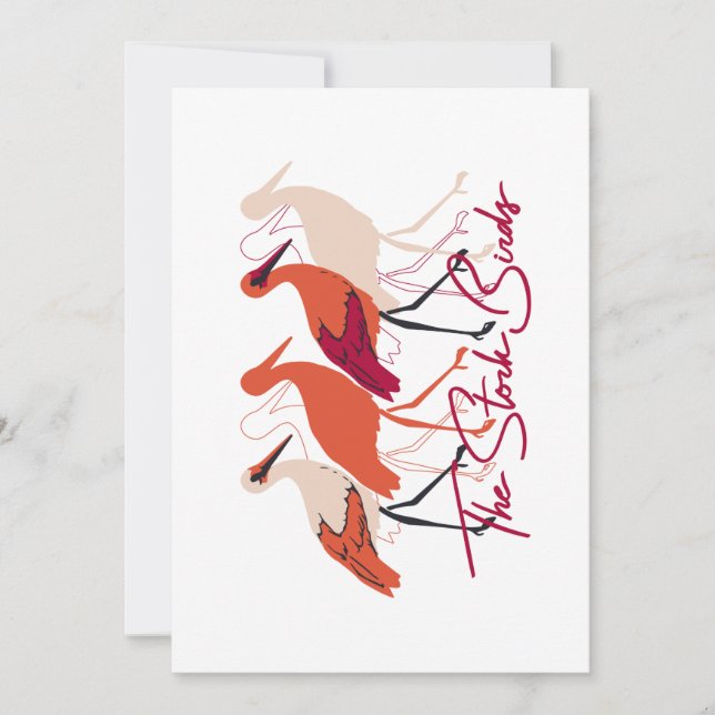 Red and White The Stork Birds II Holiday Card (Front)