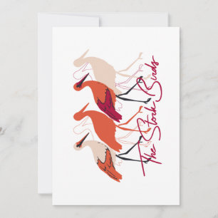 Red and White The Stork Birds II Holiday Card