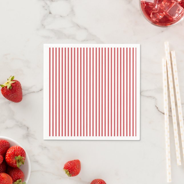 Red and White Thin Stripe Napkin (Insitu)
