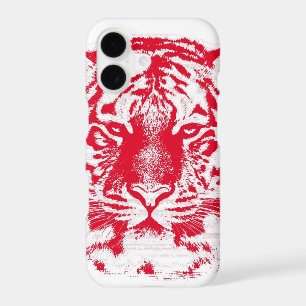Red and White Tiger Face Close Up