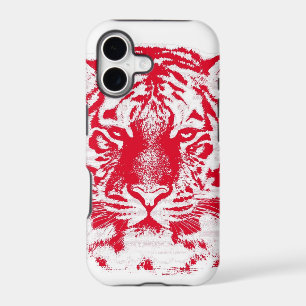 Red and White Tiger Face Close Up