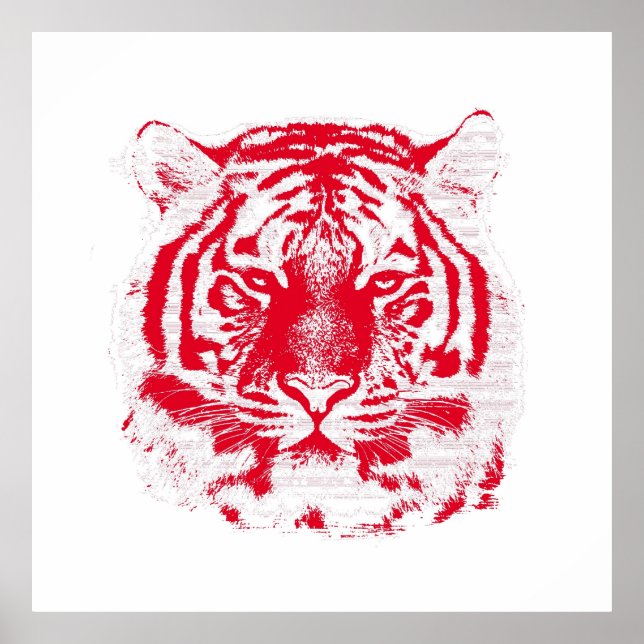 Red and White Tiger Face Poster (Front)